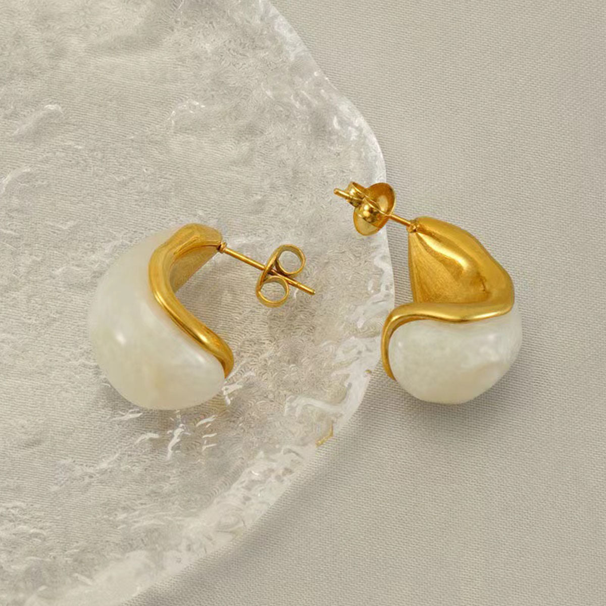 Gold and Resin Drop Earrings