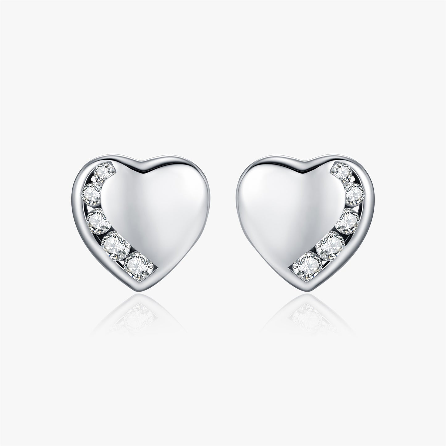 Silver Heart Studs