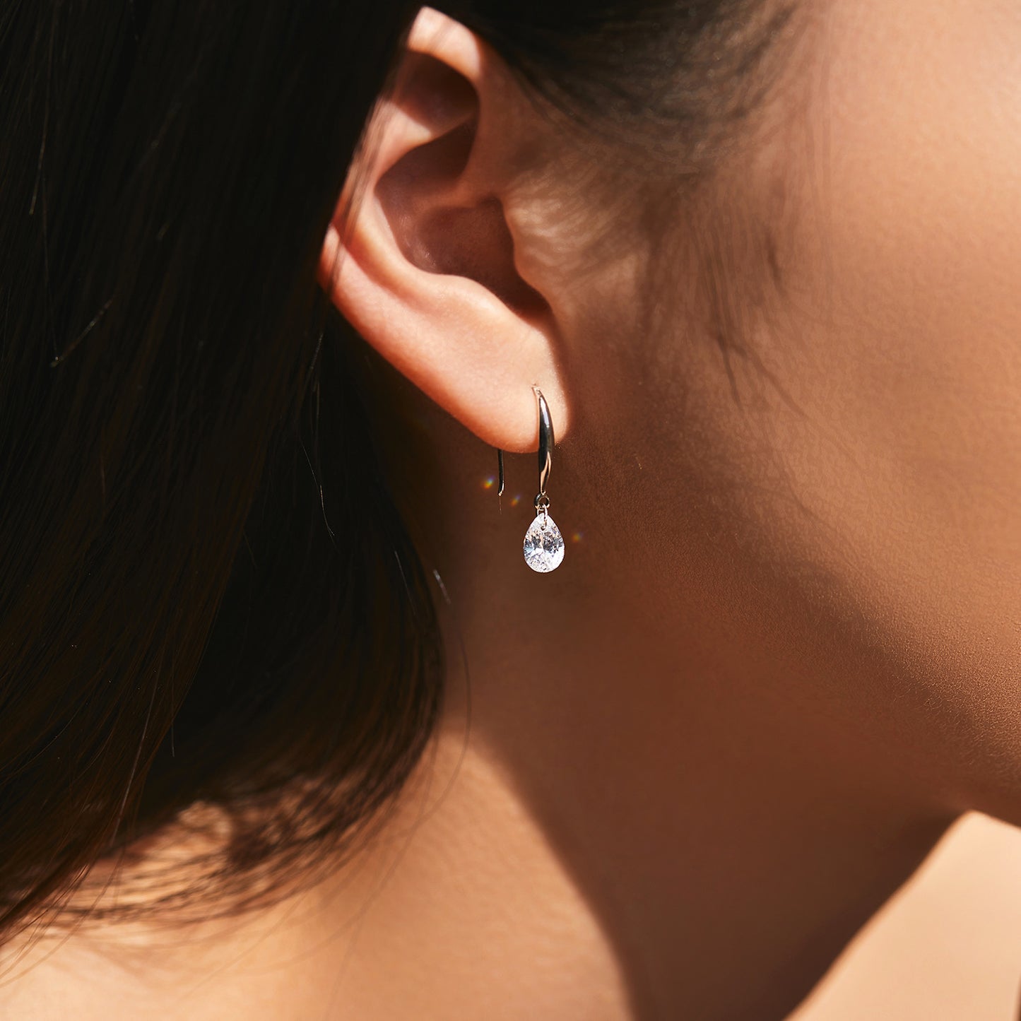 Silver Droplet Hook Earrings