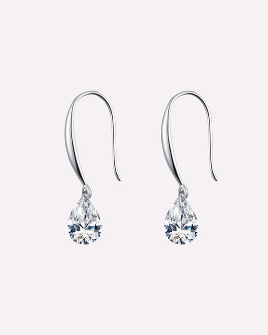 Silver Droplet Hook Earrings