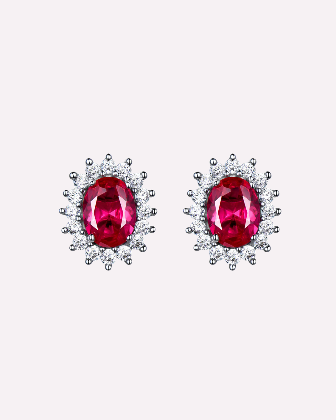 Deep Red Oval Studs