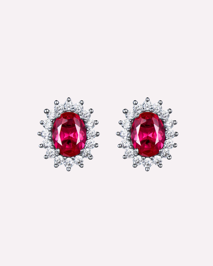 Deep Red Oval Studs