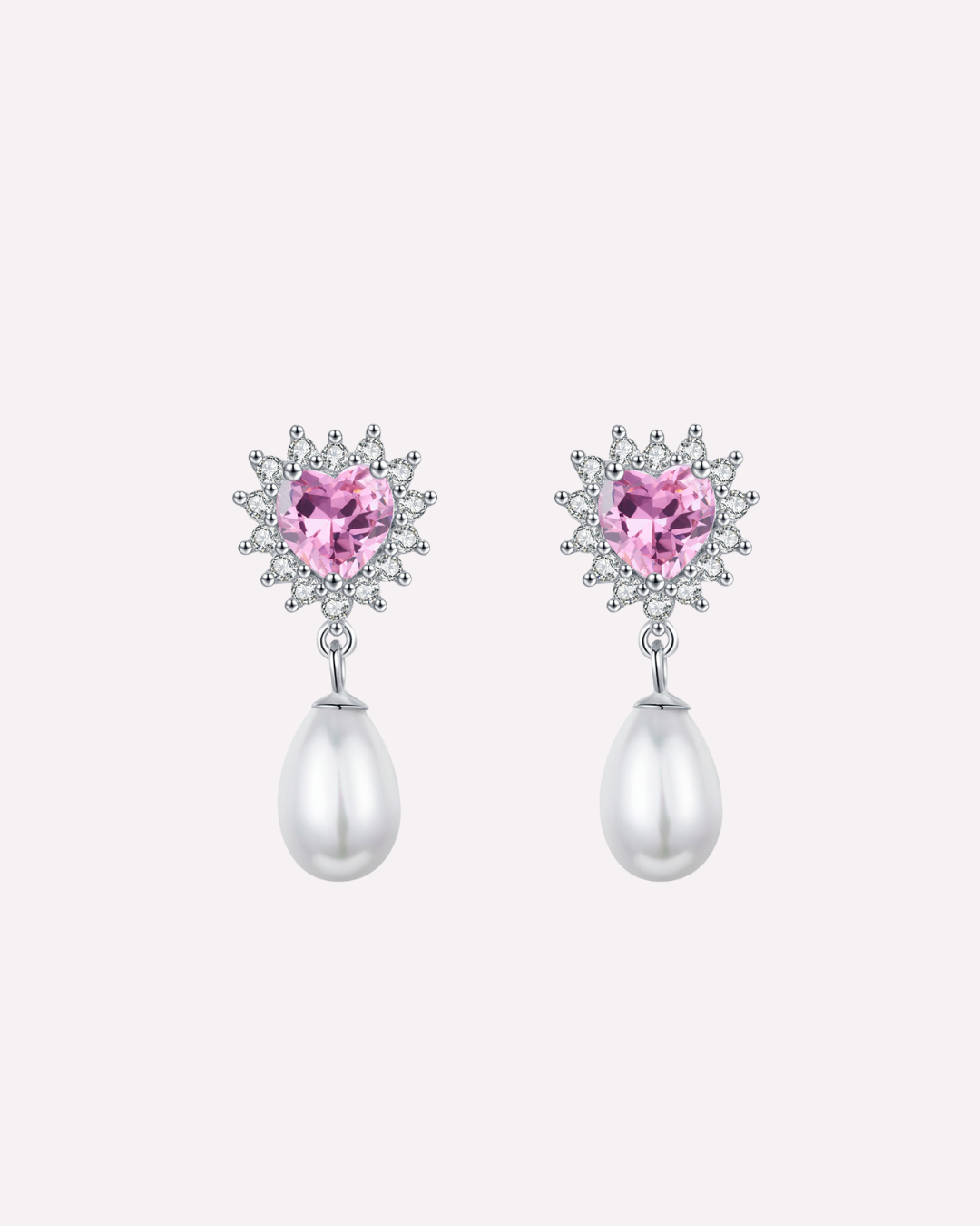 Pink Heart Shape Pearl Earrings