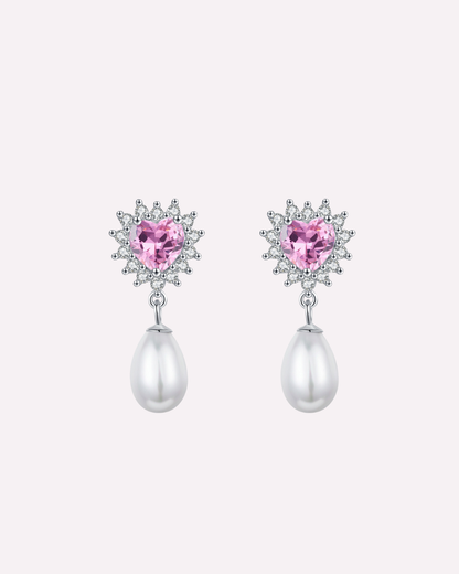 Pink Heart Shape Pearl Earrings