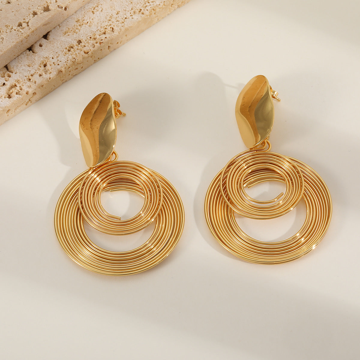 Two Step Gold Earrings