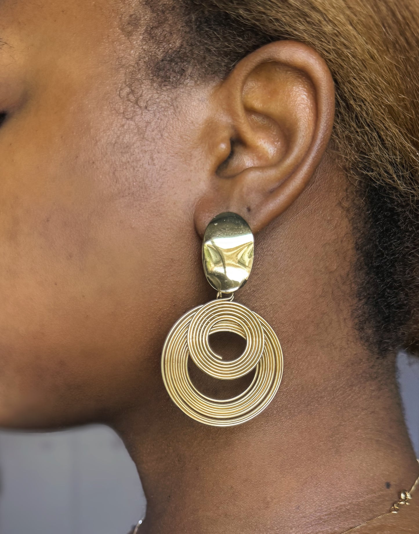 Two Step Gold Earrings