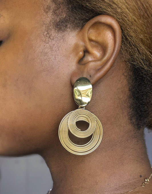 Two Step Gold Earrings