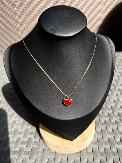 Gold Red Heart Necklace