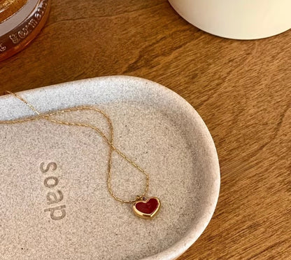 Gold Red Heart Necklace