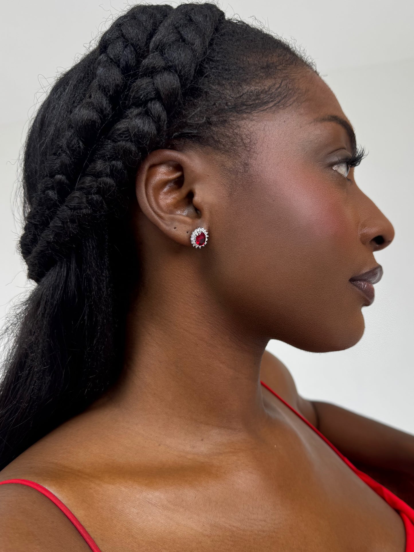 Deep Red Oval Studs