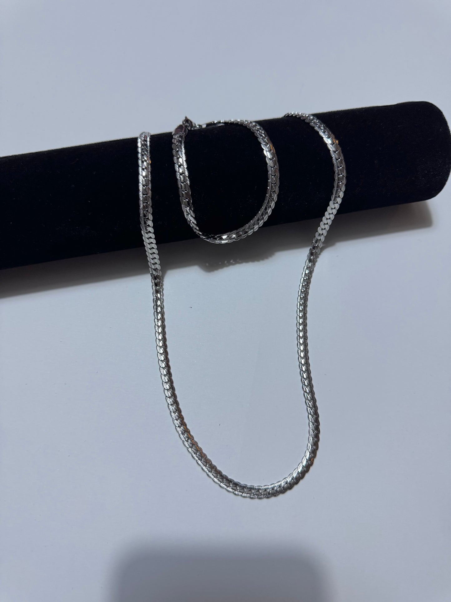 Silver Necklace and Bracelet Set for Men
