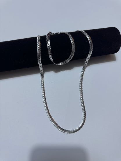 Silver Necklace and Bracelet Set for Men