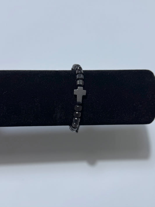 Black Cross Beaded Bracelet