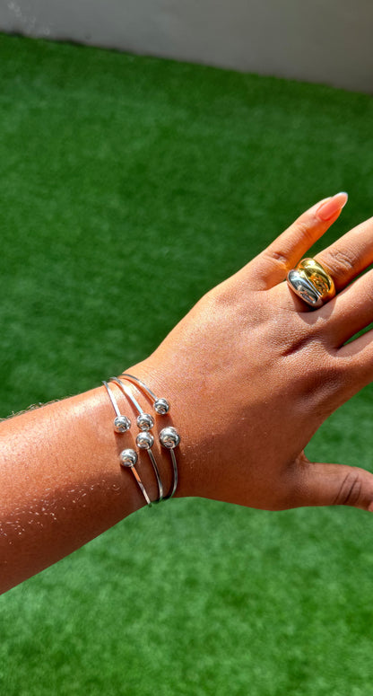 Silver Ball Cuff