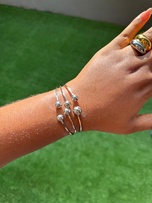 Silver Ball Cuff