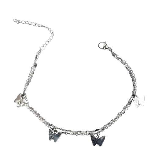 Silver Butterfly Chain Anklet
