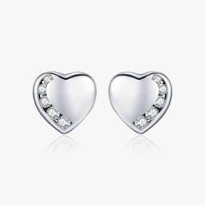 Silver Heart Studs