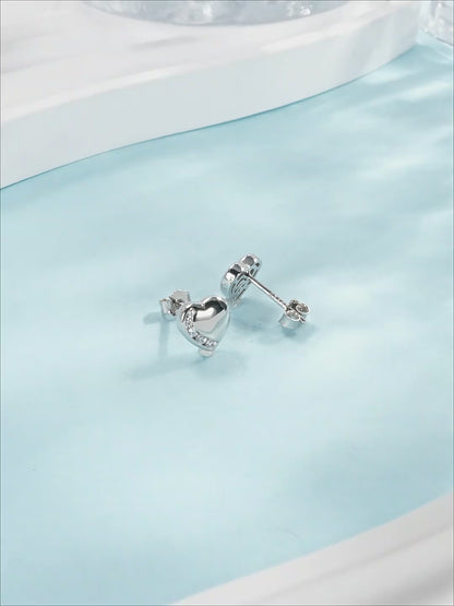 Silver Heart Studs