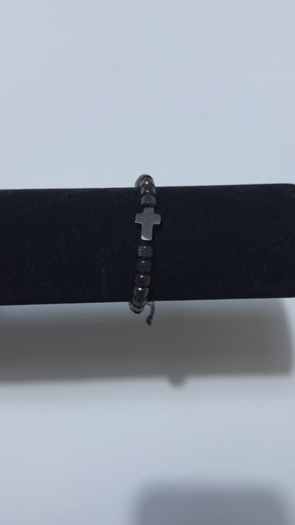 Black Cross Beaded Bracelet